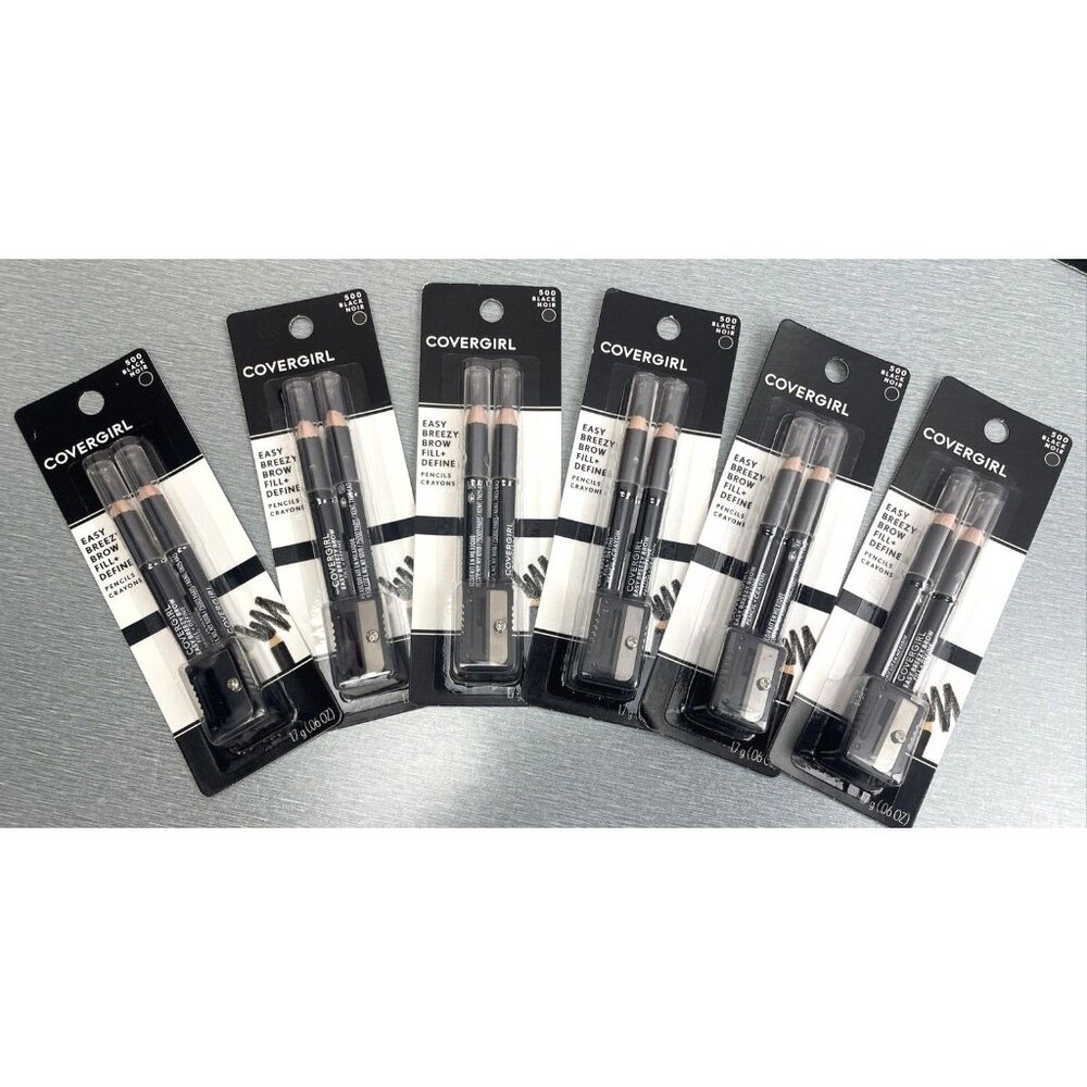 Lot Of 6 COVERGIRL Easy Breezy Brow Fill +Define #500 BLACK NOIR